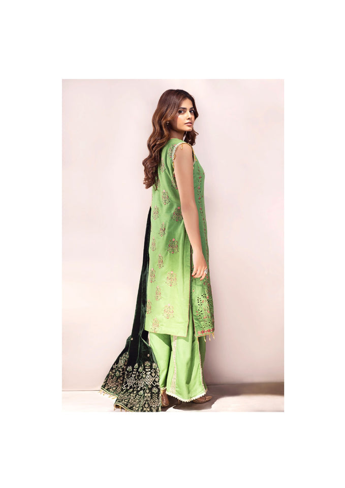 Bareeze Dyed Dora Dhanak Embroidered 3 PC with Velvet Shawl