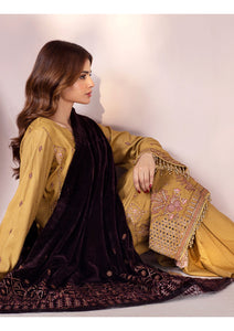 Bareeze Dyed Dora Dhanak Embroidered 3 PC with Velvet Shawl