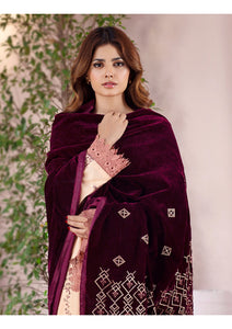 Bareeze Dyed Dora Dhanak Embroidered 3 PC with Velvet Shawl