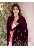 Bareeze Dyed Dora Dhanak Embroidered 3 PC with Velvet Shawl